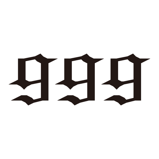 The image shows three stylized black lowercase number 9.