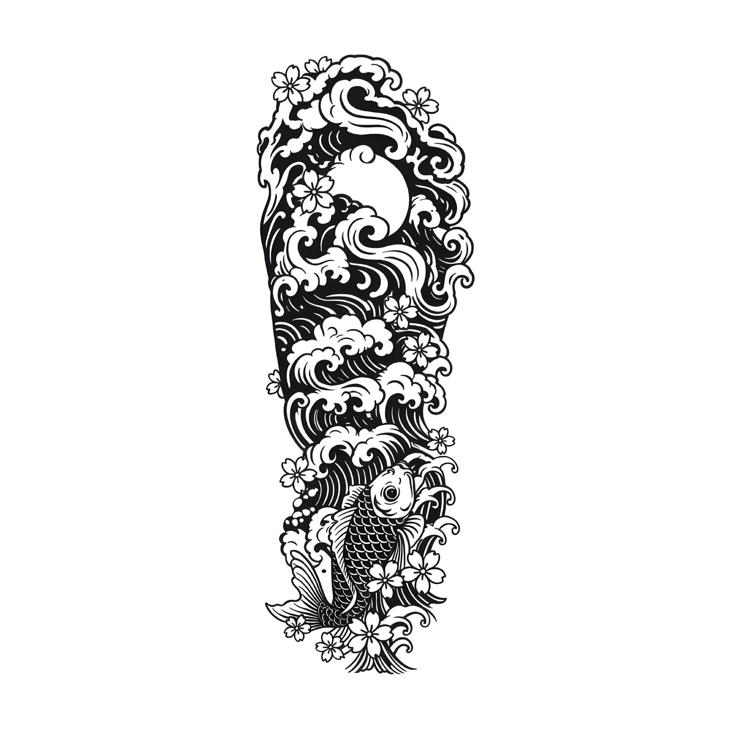 Japanese Koi Sleeve Temporary Tattoo | 6 x 18 inch