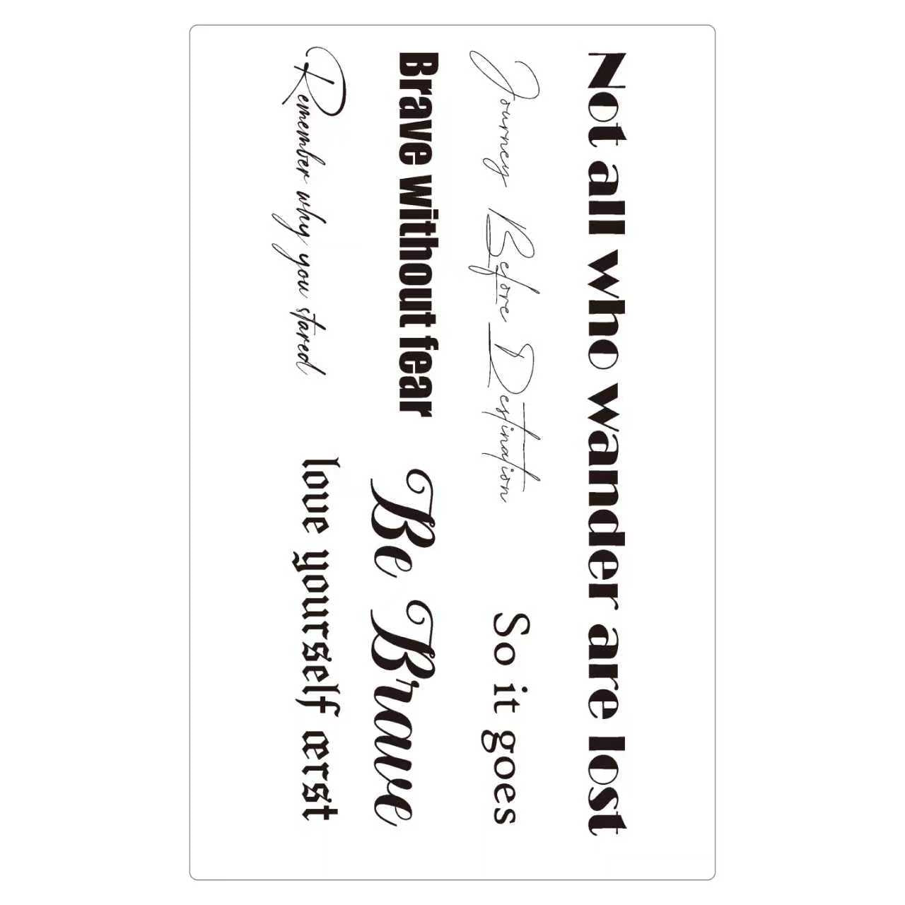 (8 Tattoos) Brave Notes Temporary Tattoo | 5.5 x 9 inch