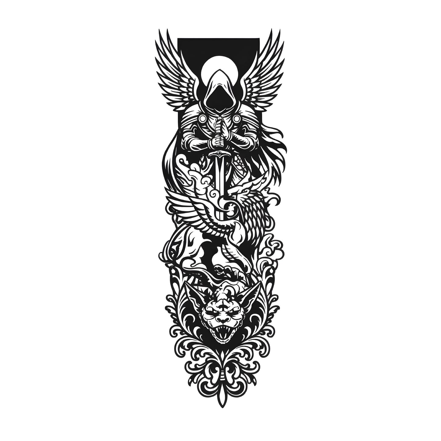 Guardian Angel Sleeve Temporary Tattoo | 6 x 18 inch