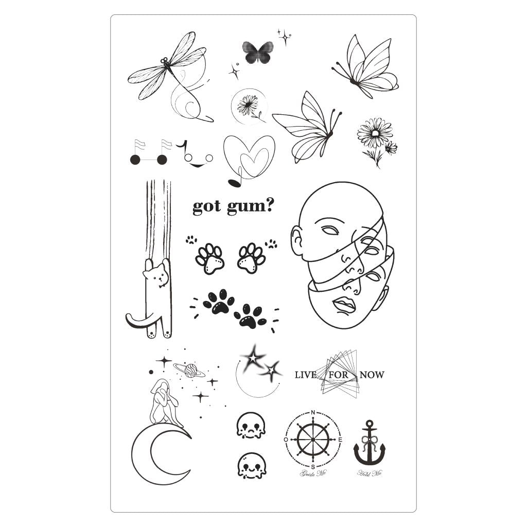 (25 Tattoos) Whimsy Pack Temporary Tattoo | 5.5 x 9 inch