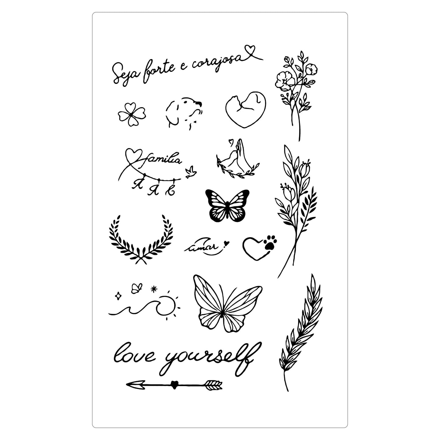 (17 Tattoos) Pure Lines Temporary Tattoo | 5.5 x 9 inch