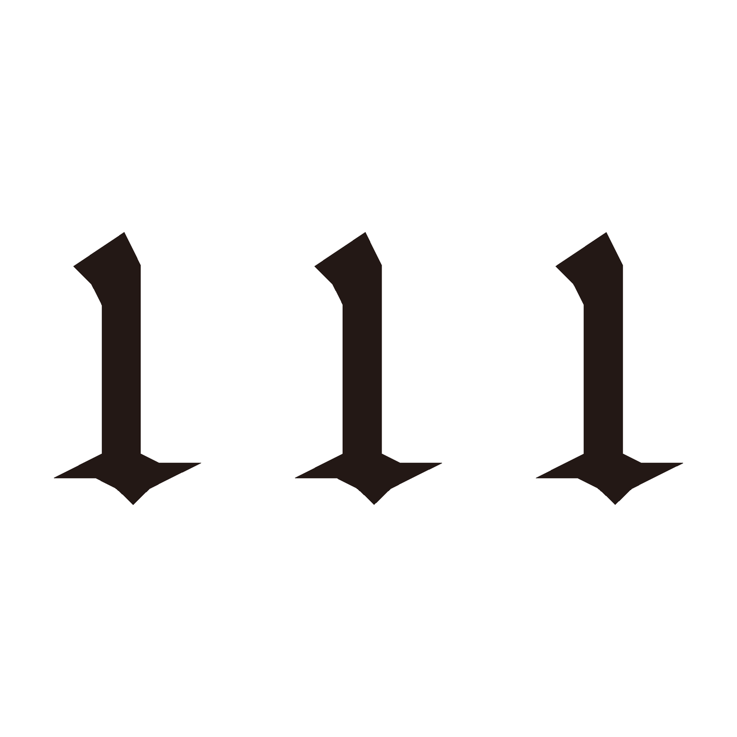 SteezyInk 111 temporary tattoo. Black gothic font design, angel number on white background.