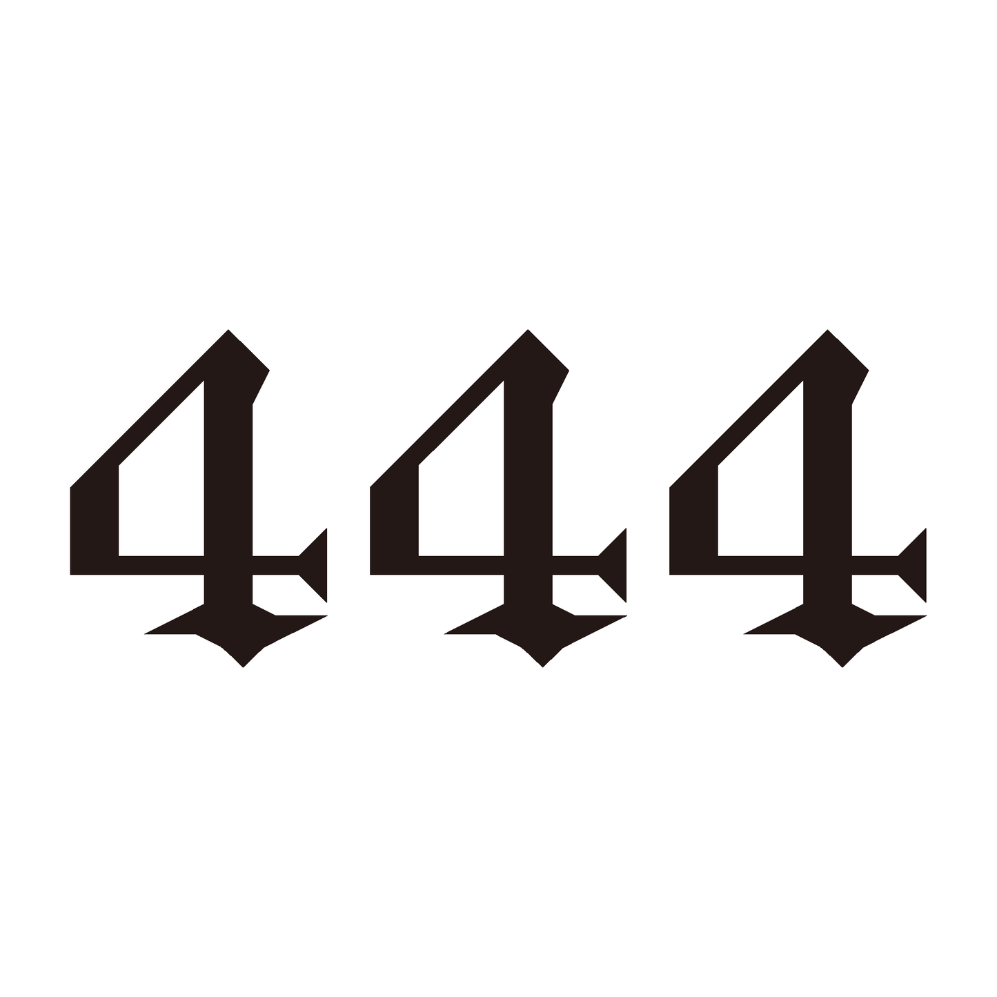 SteezyInk 444 Temporary Tattoo - Black gothic number design, angel number for stability