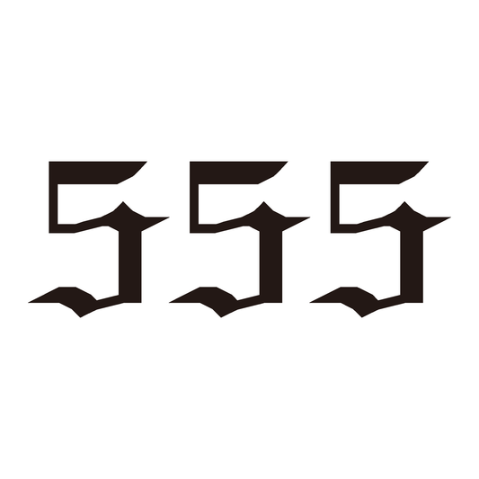 SteezyInk 555 temporary tattoo. Black angel number 555 design. Symbolizes change and transformation. PureBlack™ Ink.
