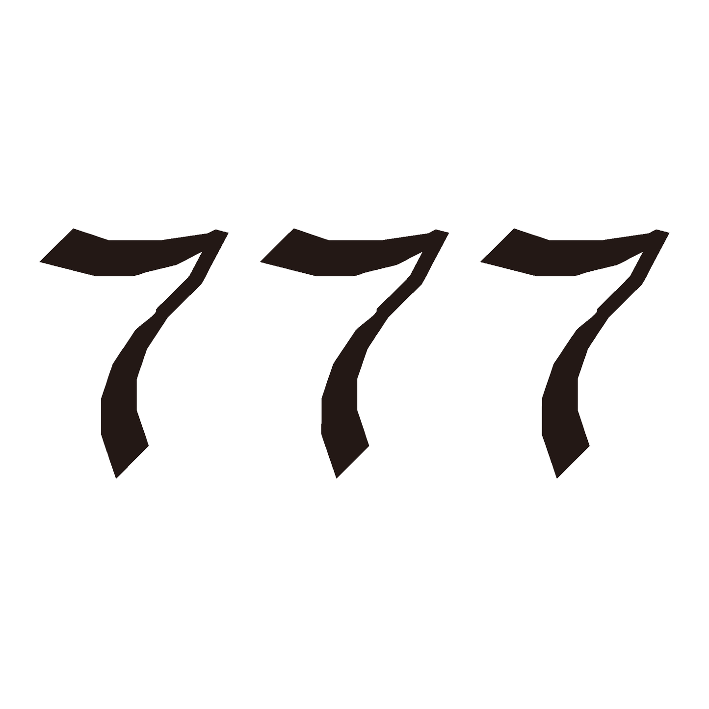 SteezyInk 777 Temporary Tattoo. Black 777 angel number design, perfect for spiritual self-expression and divine guidance.