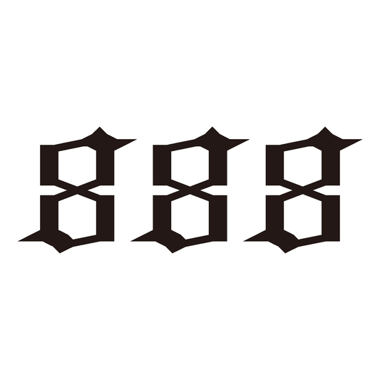 SteezyInk 888 temporary tattoo in gothic font, angel number design