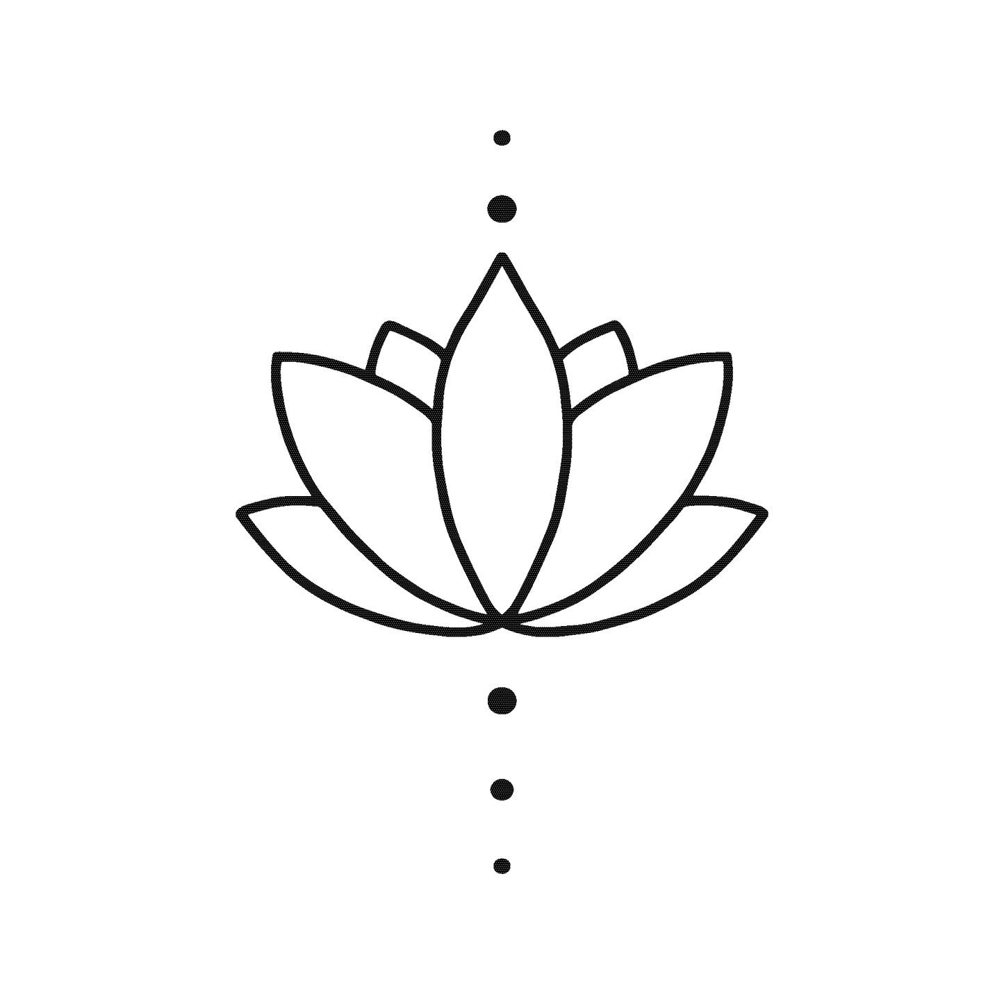 SteezyInk Lotus Serenity temporary tattoo, black lotus flower with dots, up to 2 weeks wear.