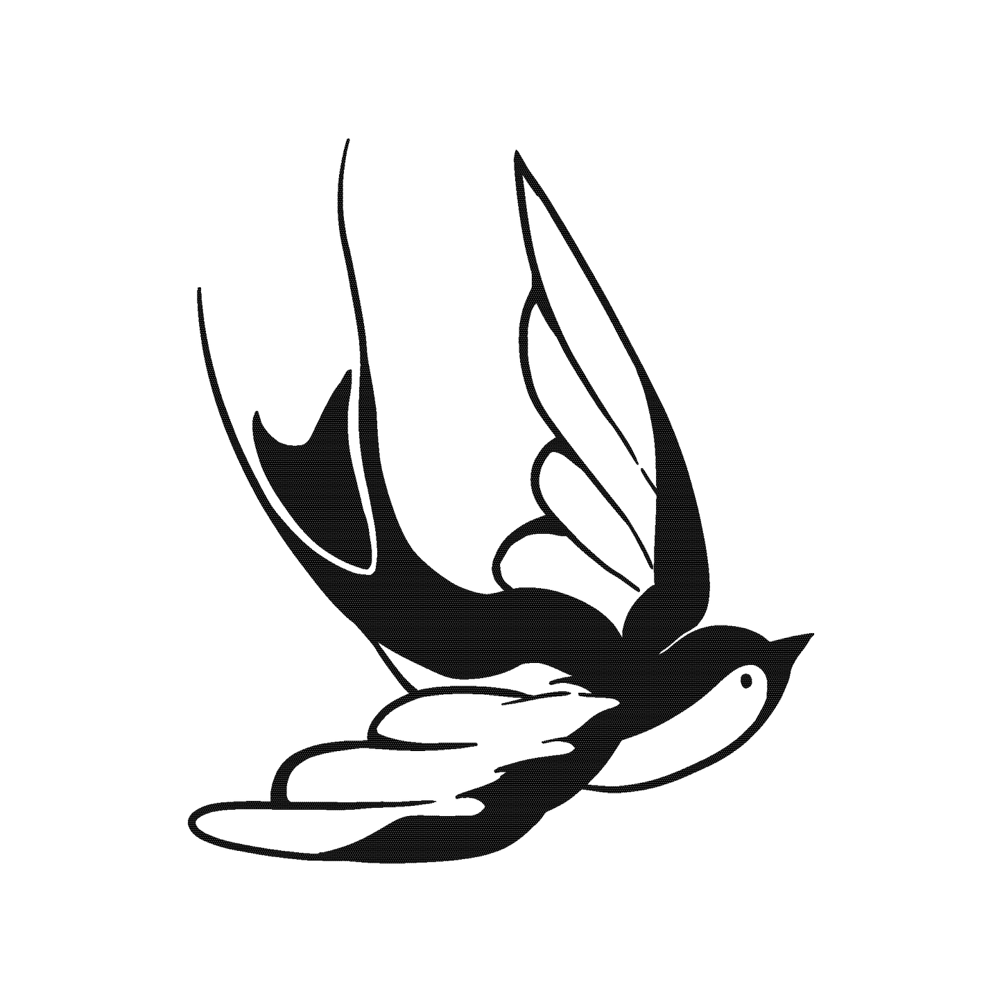 SteezyInk Swallow's Grace temporary tattoo, a black swallow design representing freedom and resilience.