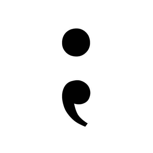 Semicolon temporary tattoo, a symbol of mental health awareness in black, perfect for conveying support.