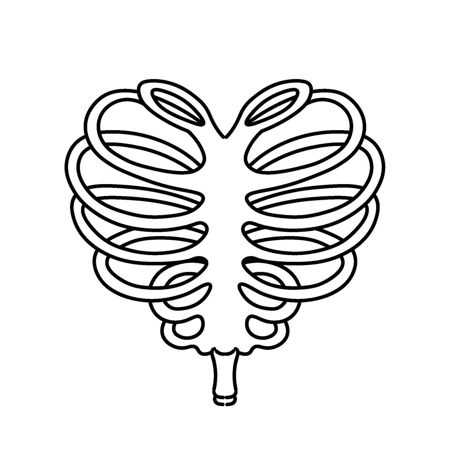 SteezyInk Ribcage Heart Temporary Tattoo - Black line art, skin-safe design