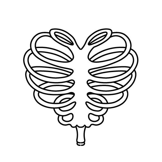 SteezyInk Ribcage Heart Temporary Tattoo - Black line art, skin-safe design