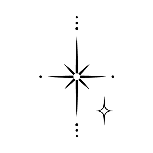 SteezyInk Celestial North Star Temporary Tattoo - Black, 2x2 inch, up to two weeks wear