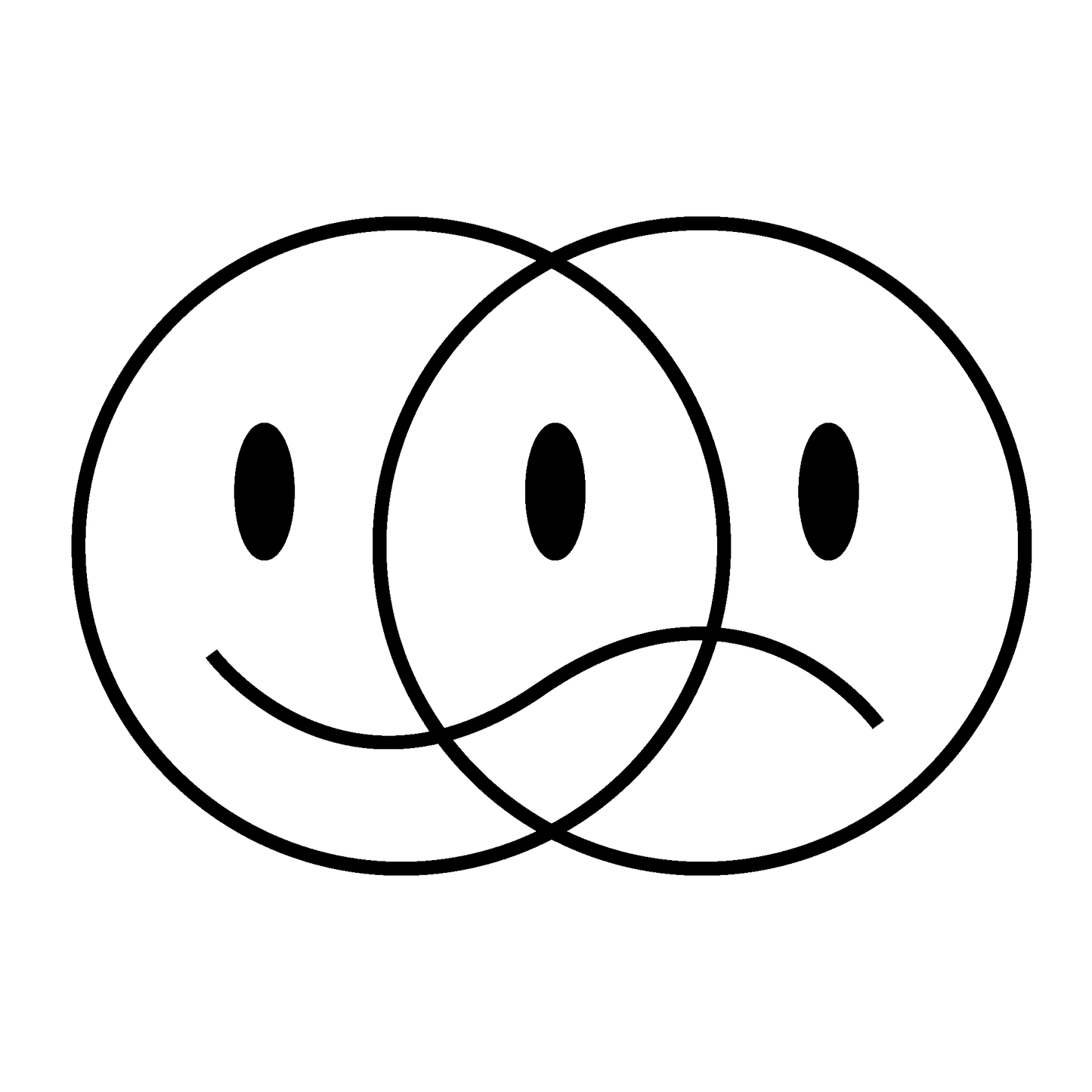 SteezyInk Duality of Emotion Temporary Tattoo: Smiling and frowning faces overlap, embodying joy and sadness.