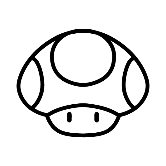 SteezyInk Power-Up Mushroom Temporary Tattoo - Black and White Playful Design