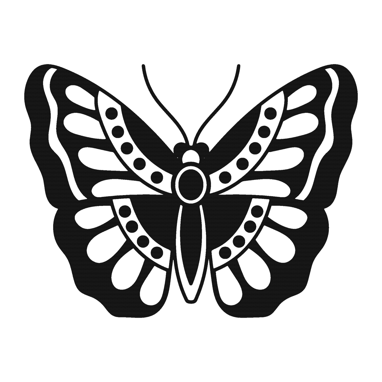Ornate butterfly temporary tattoo in black and white, SteezyInk PureBlack™ Ink, lasting up to two weeks.