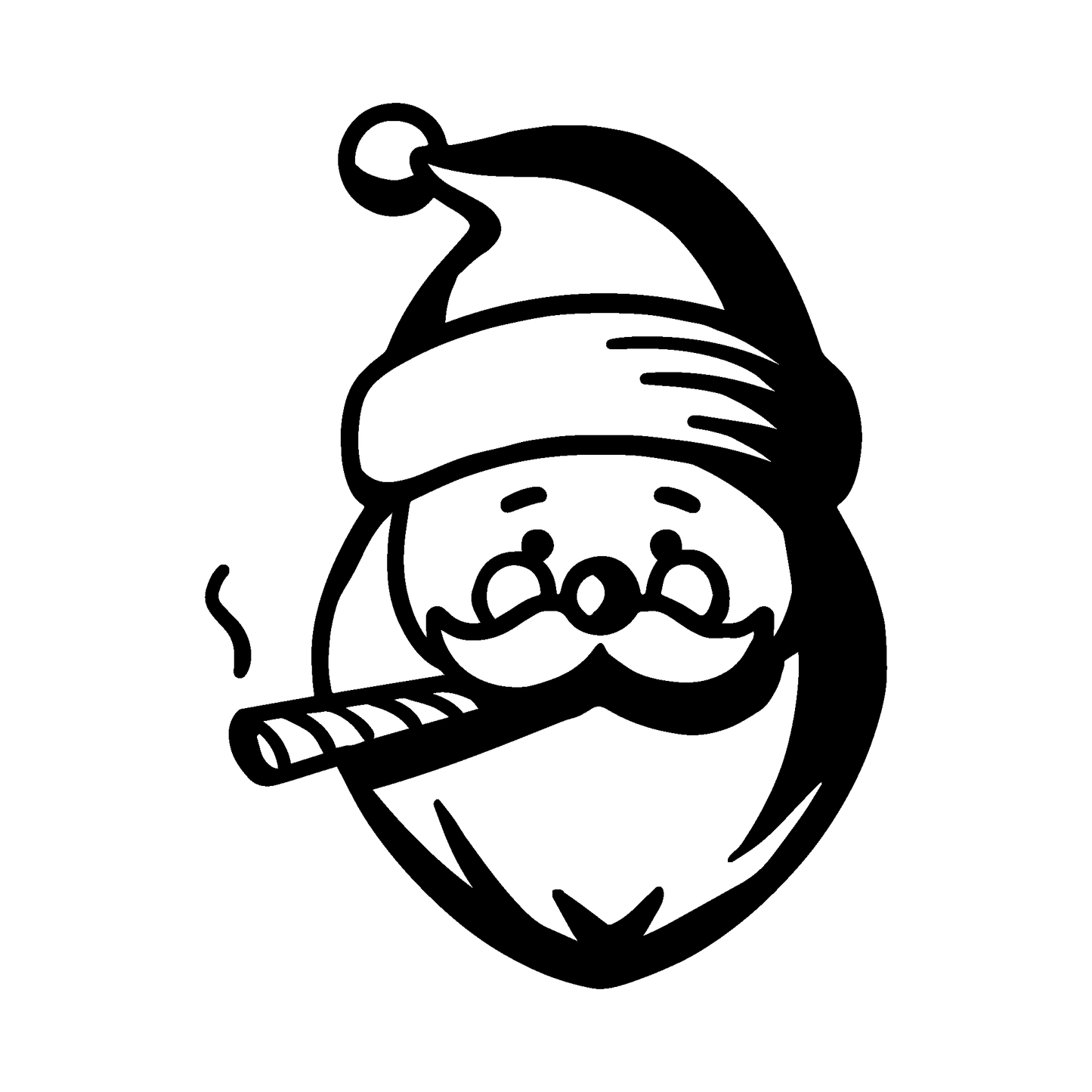 SteezyInk Jolly Santa Temporary Tattoo: Black and white illustration of Santa Claus with a cigar