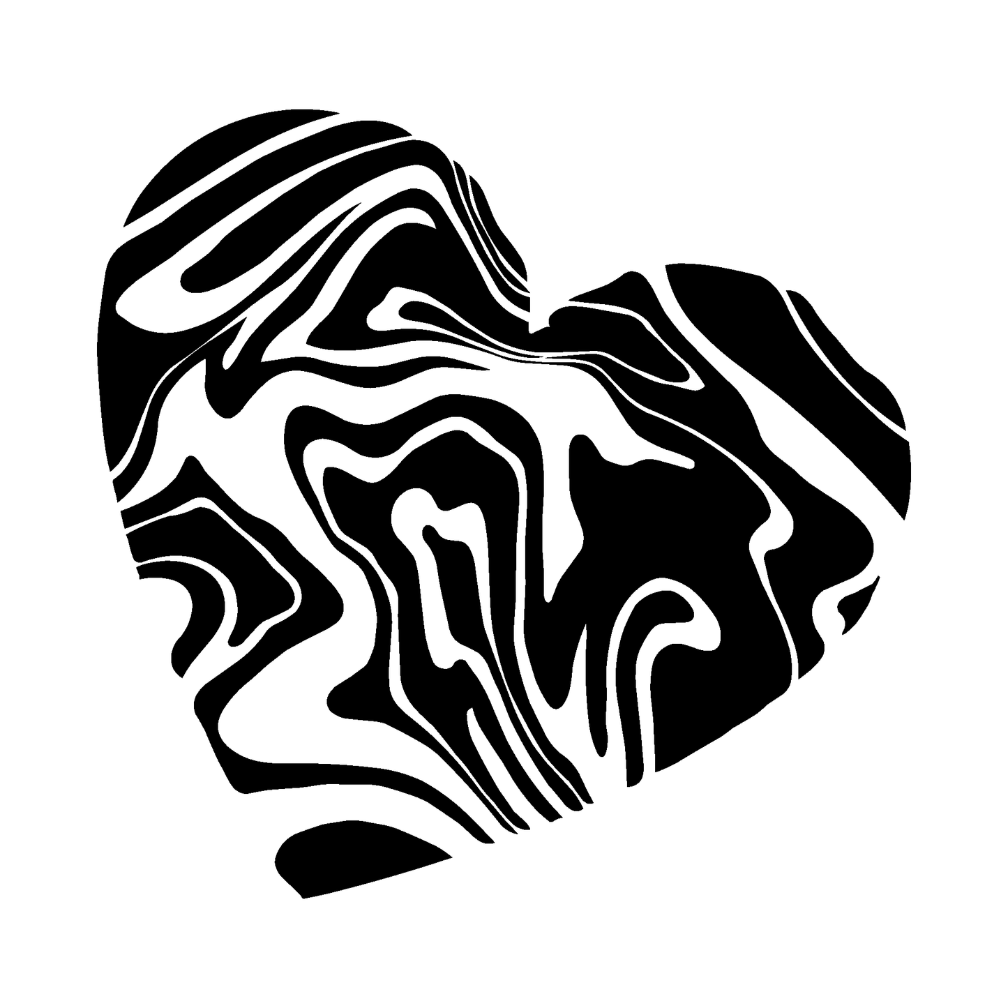 SteezyInk Swirled Heart Temporary Tattoo - Black and white abstract heart design