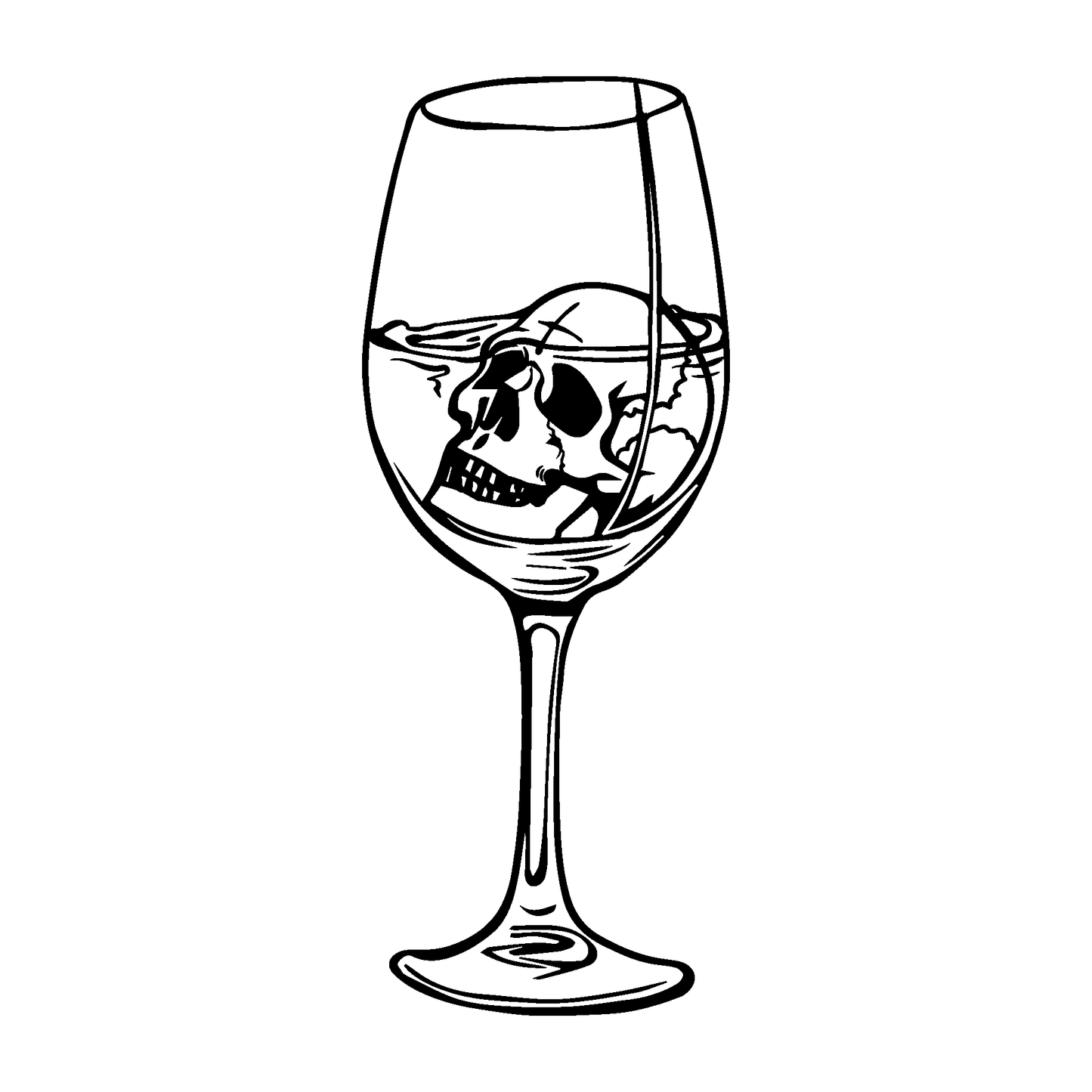 SteezyInk Skull in a Glass Temporary Tattoo design, black and white, up to two weeks wear