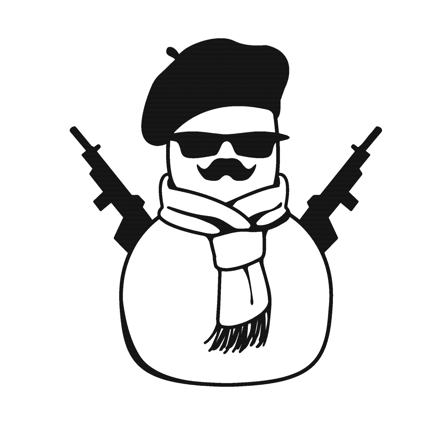 SteezyInk Snowman Temporary Tattoo with Beret, Sunglasses, and Rifles