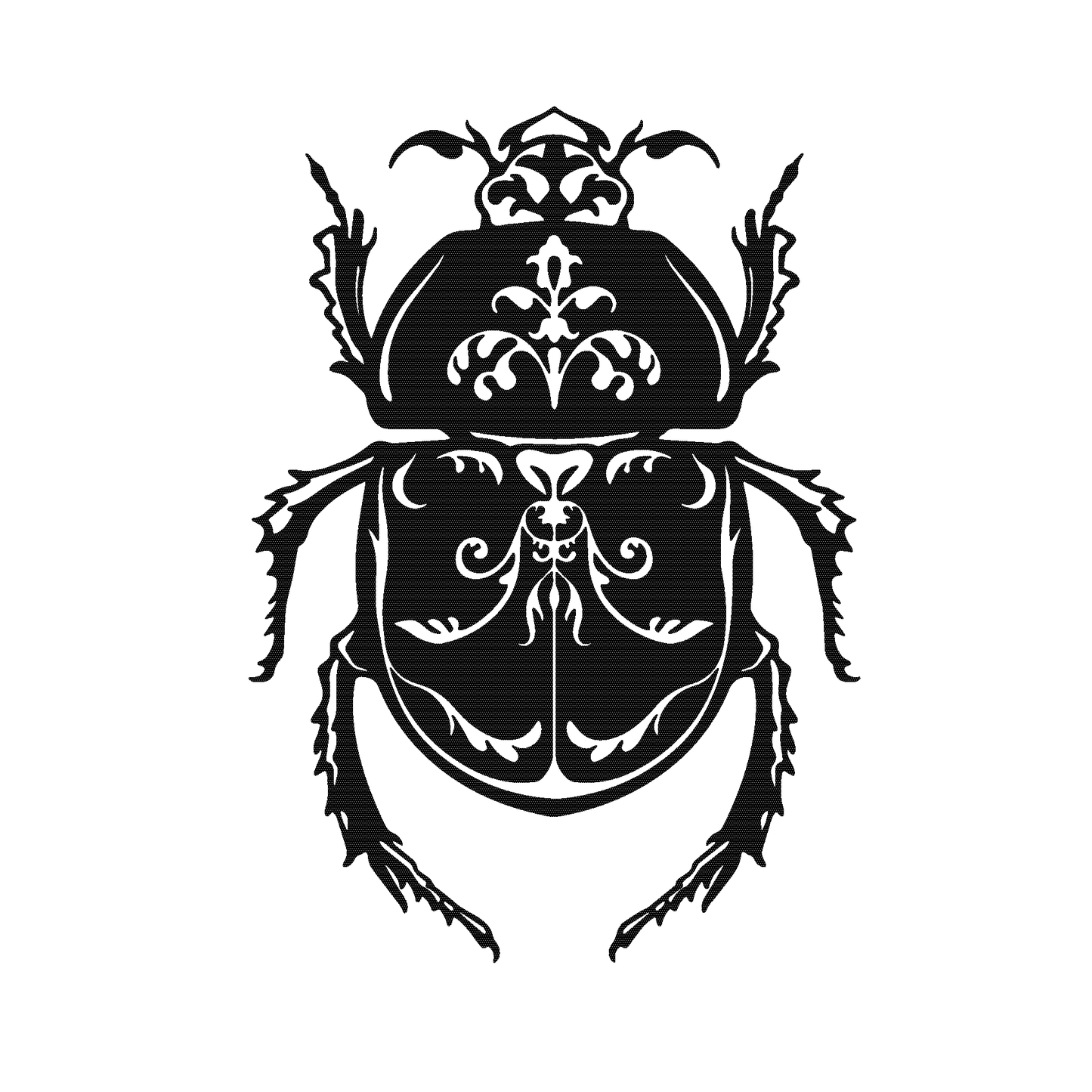 SteezyInk Beetle Temporary Tattoo - Black and white beetle with floral pattern, perfect for nature-inspired themes.