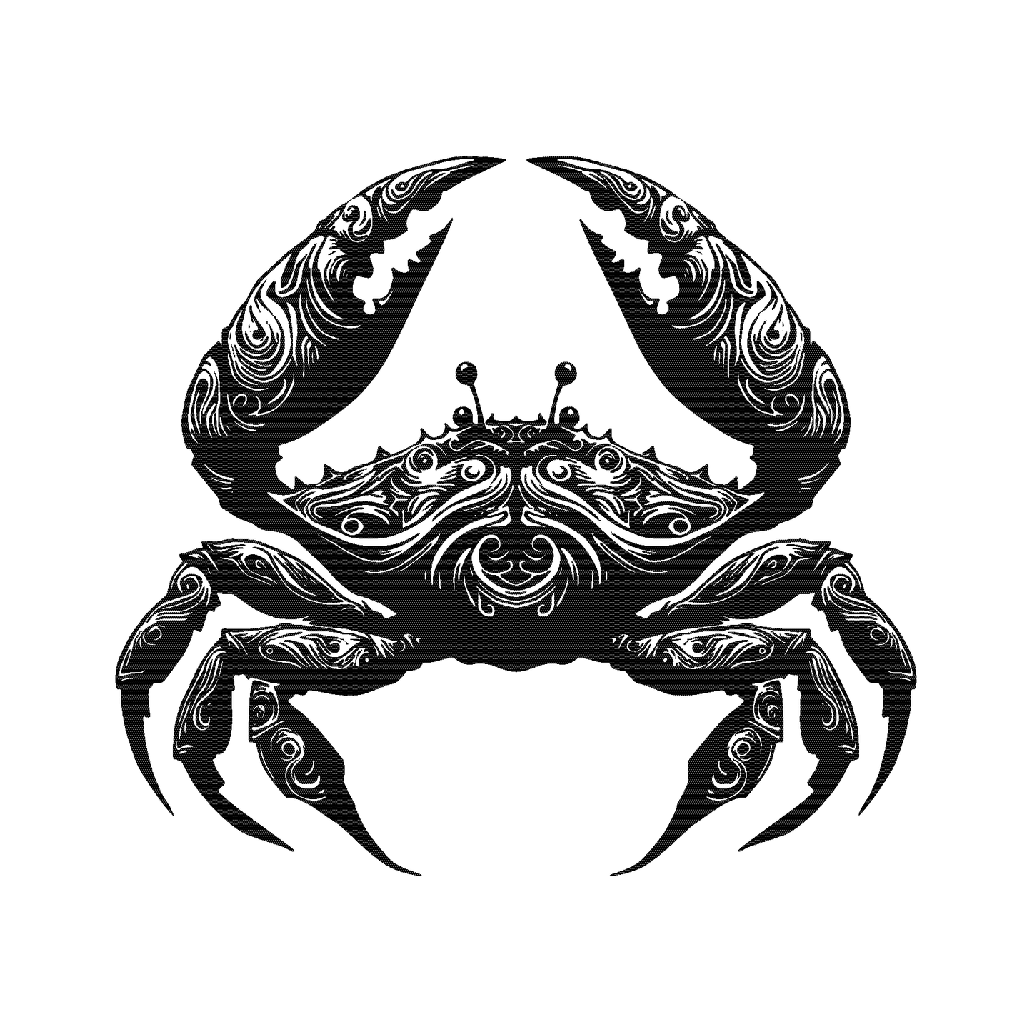 SteezyInk Ornamental Crab Temporary Tattoo - Black crab design with decorative patterns