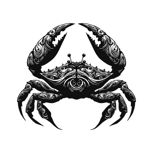 SteezyInk Ornamental Crab Temporary Tattoo - Black crab design with decorative patterns