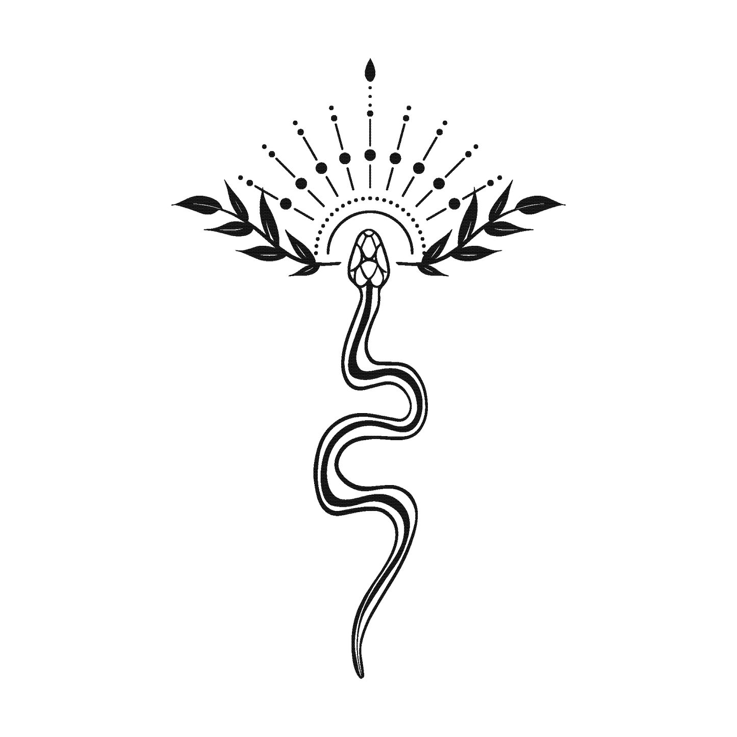 SteezyInk Sacred Serpent Emblem Temporary Tattoo, black serpent design, up to two weeks lasting