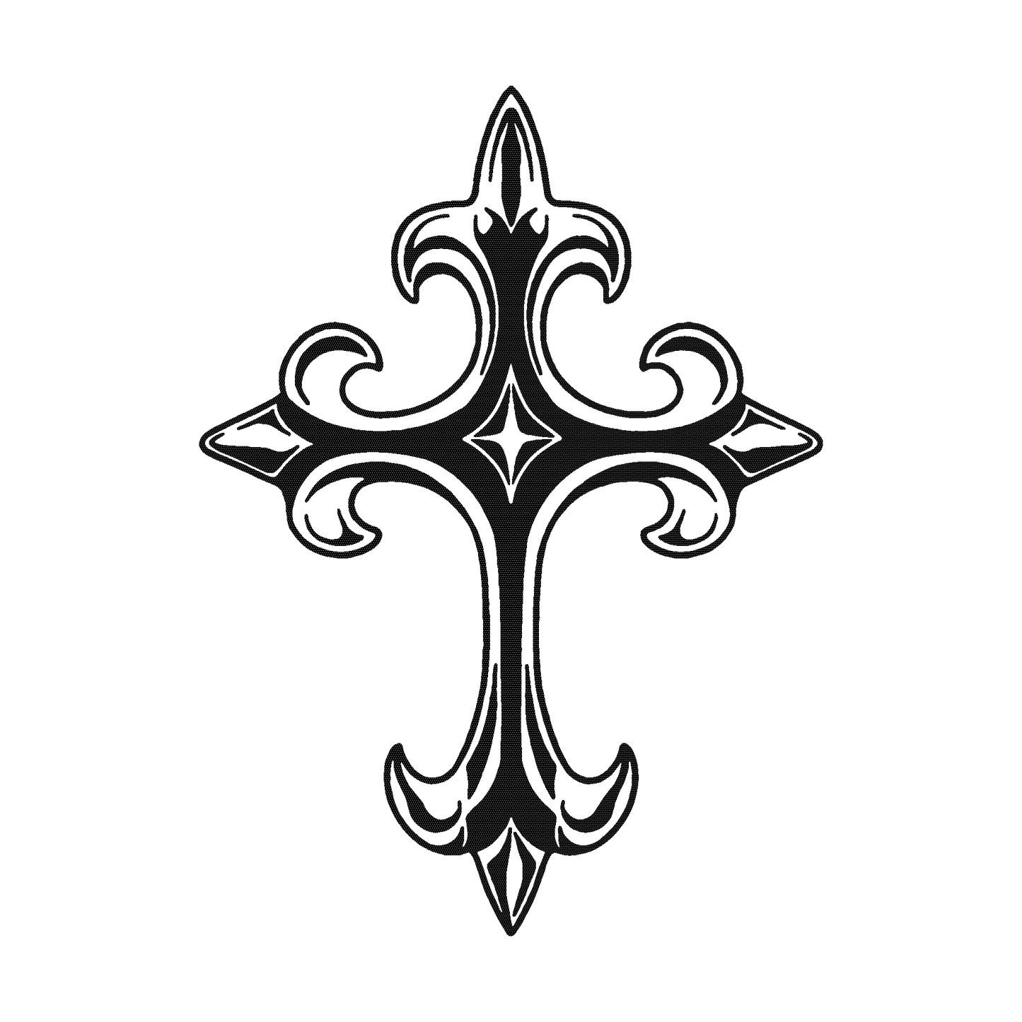 SteezyInk Cross of Strength temporary tattoo in black. Symbol of faith and resilience.