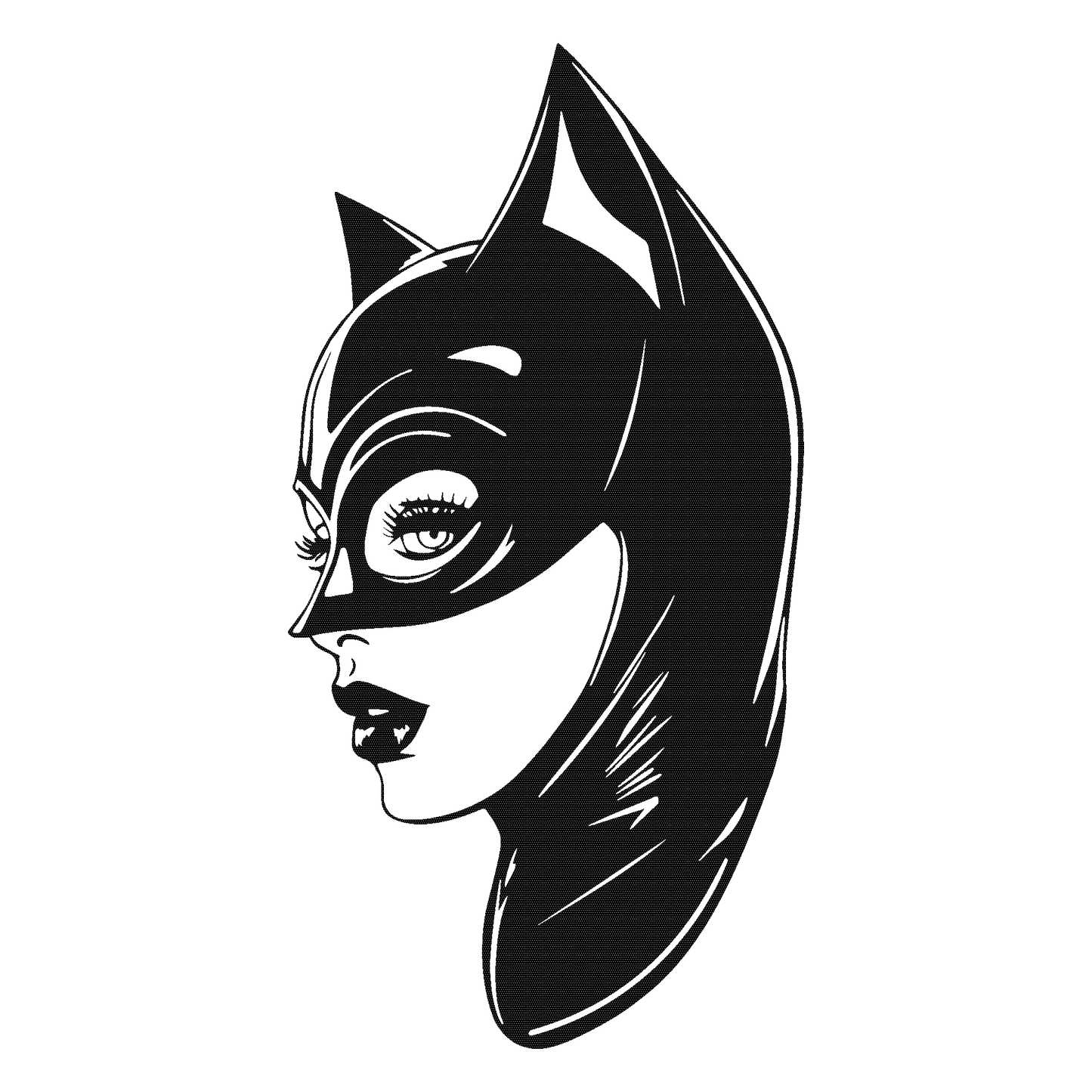 Catwoman temporary tattoo portrait with black mask - SteezyInk