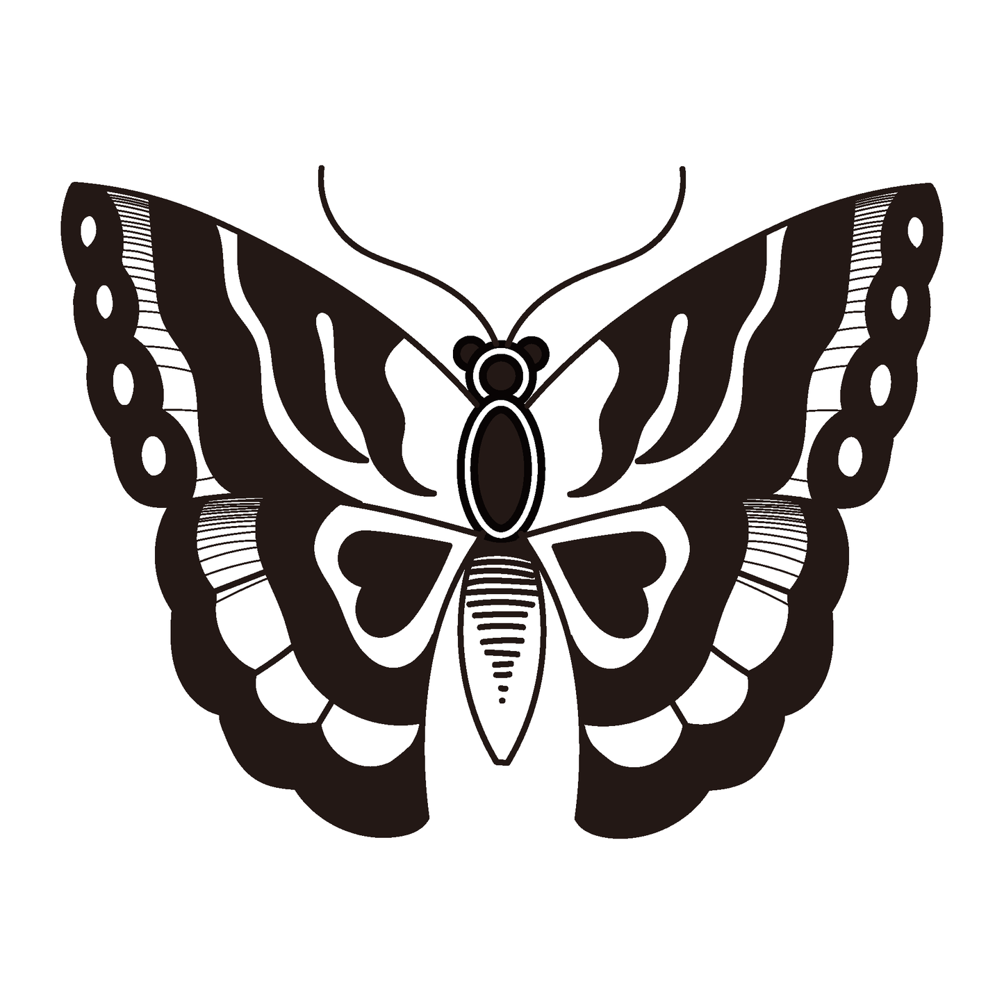 Wings of Harmony Temporary Tattoo, Black and white butterfly design, 3x3 inch SteezyInk