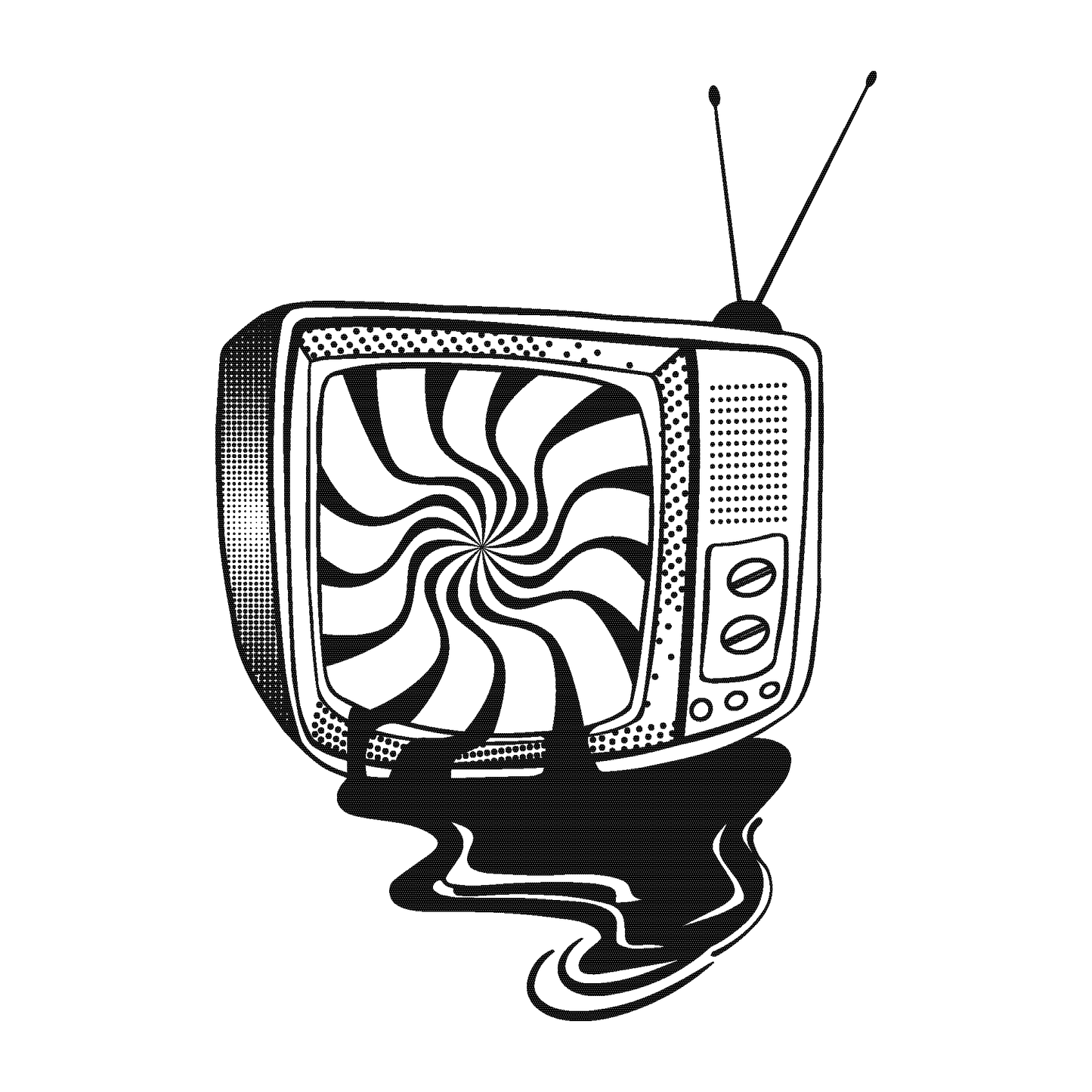 SteezyInk Hypnotic Television Temporary Tattoo, surreal black and white design, temporary tattoo