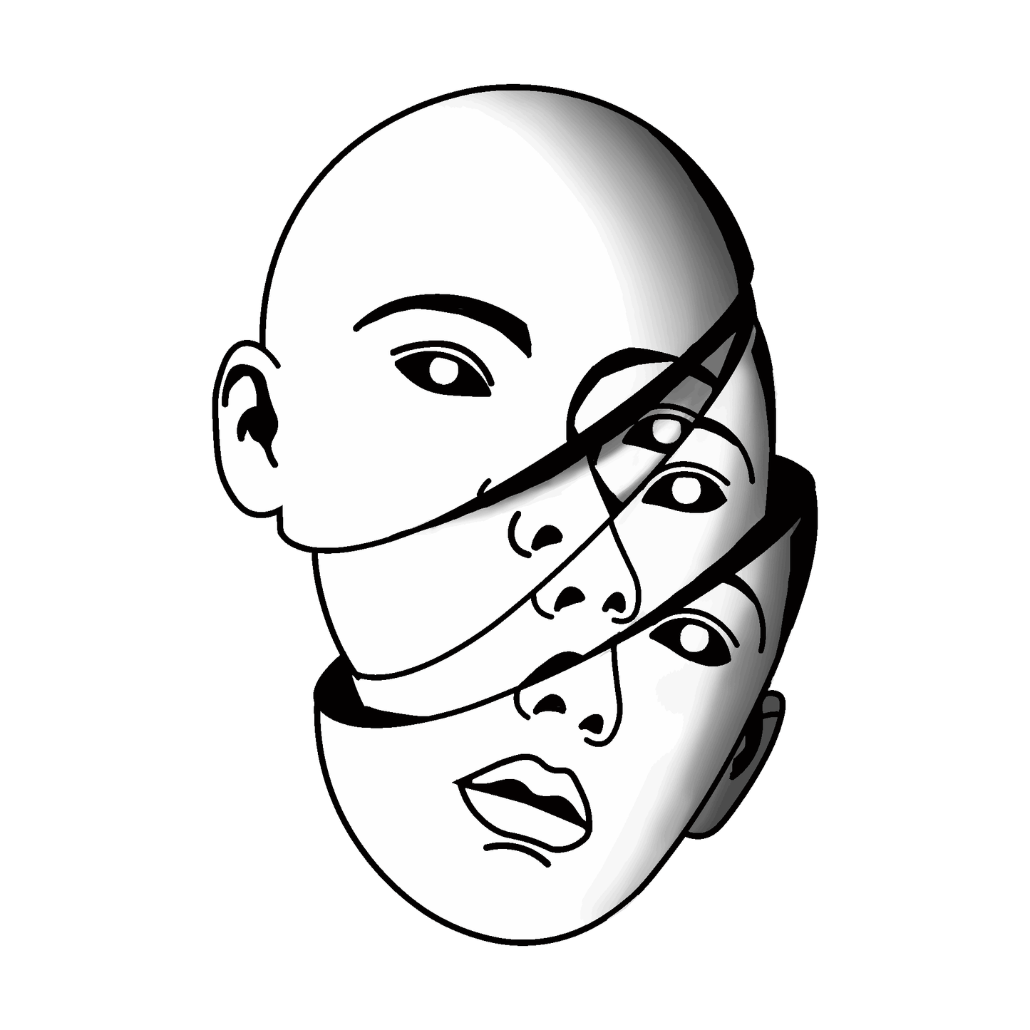 SteezyInk Shattered Perspectives Tattoo - Fragmented face design, symbolic of identity and transformation.