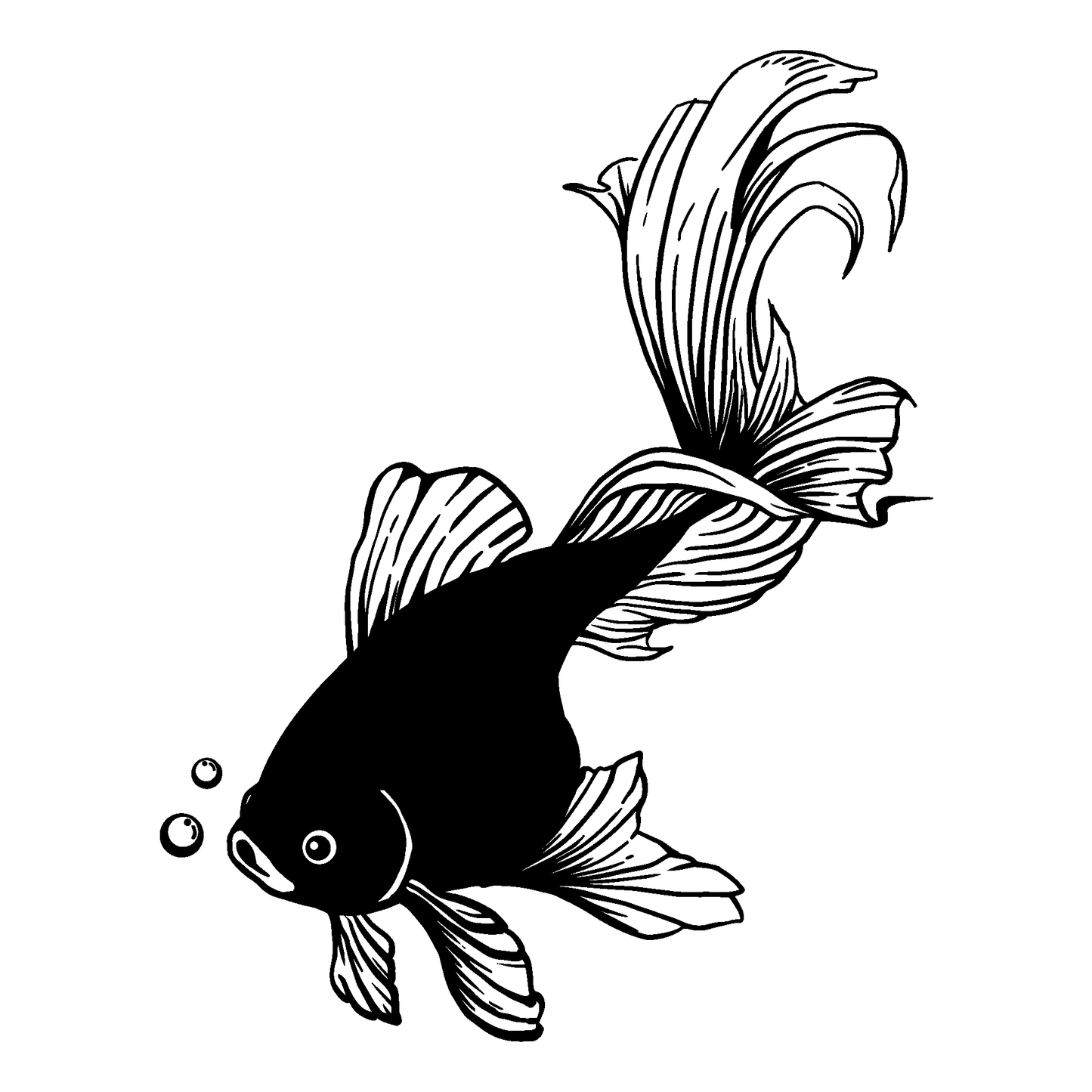 SteezyInk Flowing Koi Temporary Tattoo - Black koi fish design, symbolizing strength and good fortune.