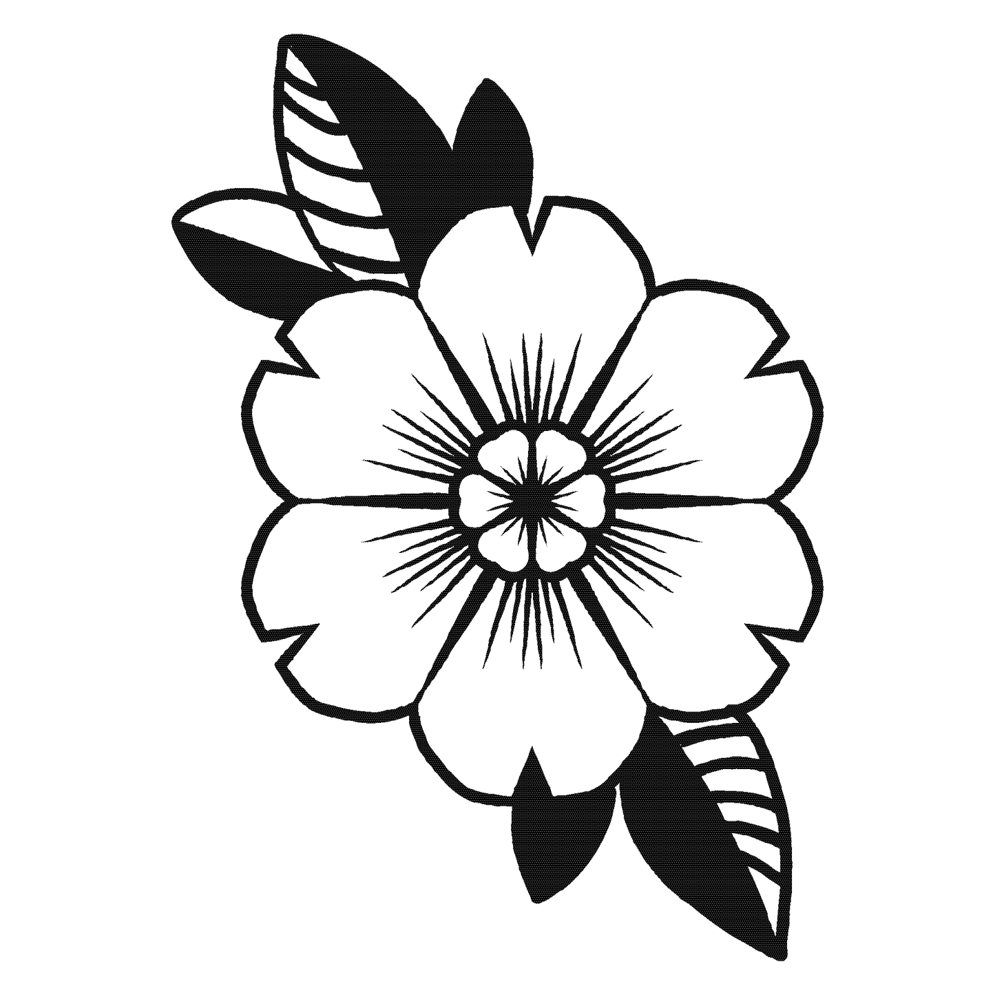 SteezyInk Floral Harmony Temporary Tattoo - Black flower design with leaves, for up to two weeks wear