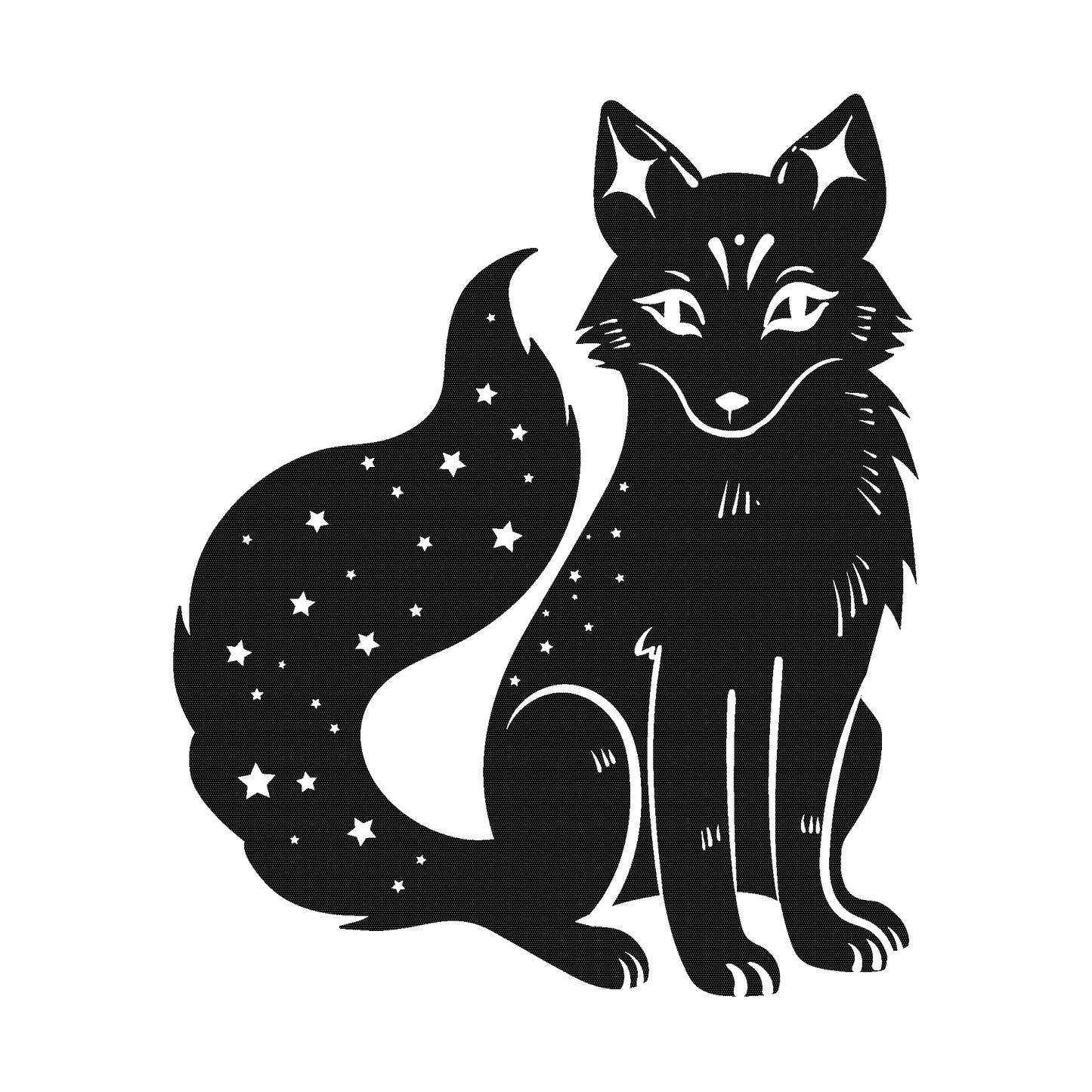 SteezyInk Starry Fox Temporary Tattoo design, with celestial starry tail, perfect for animal lovers and fans of mystical art.