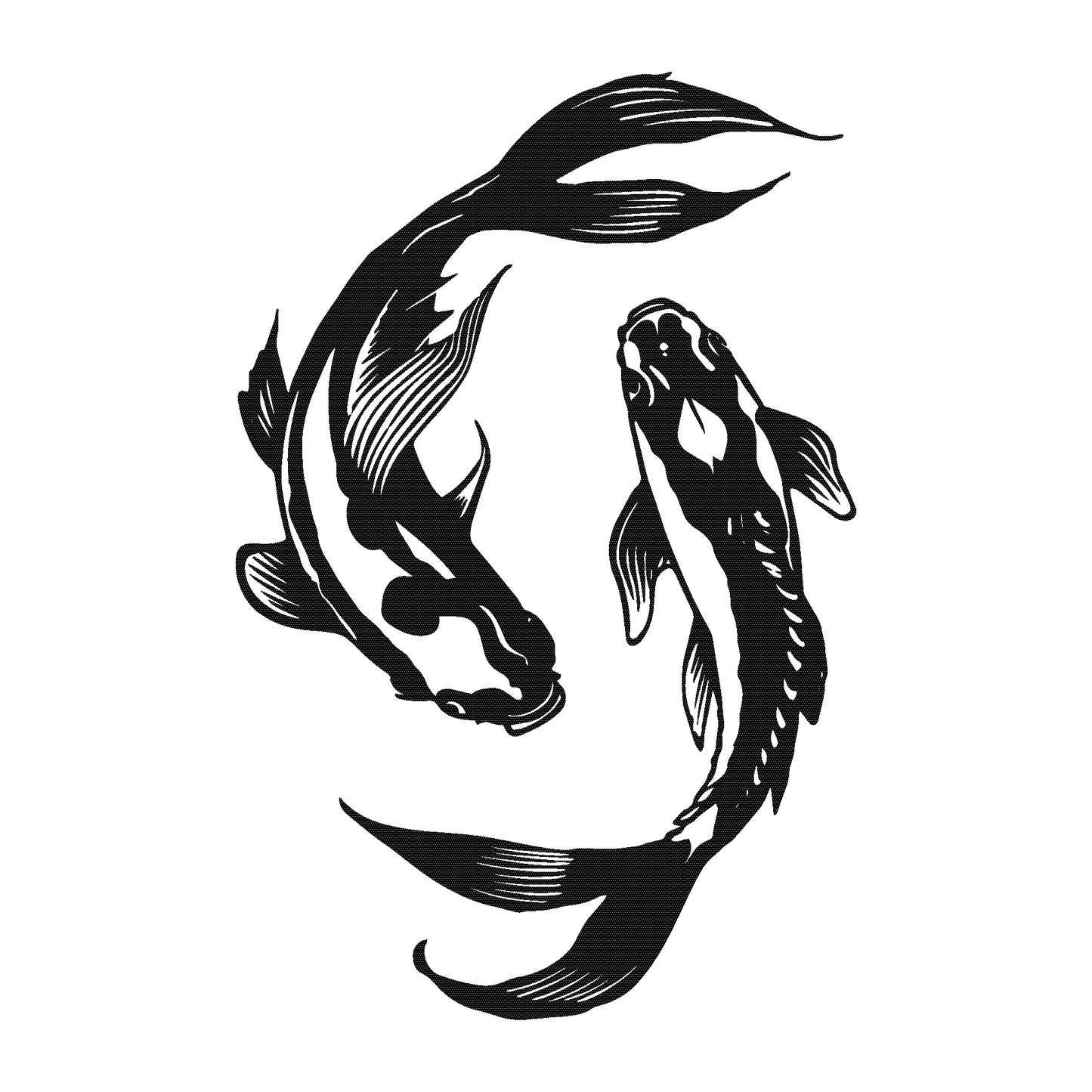 SteezyInk Yin-Yang Koi Fish temporary tattoo design, black and white, 3x3 inch, symbolizing balance and duality