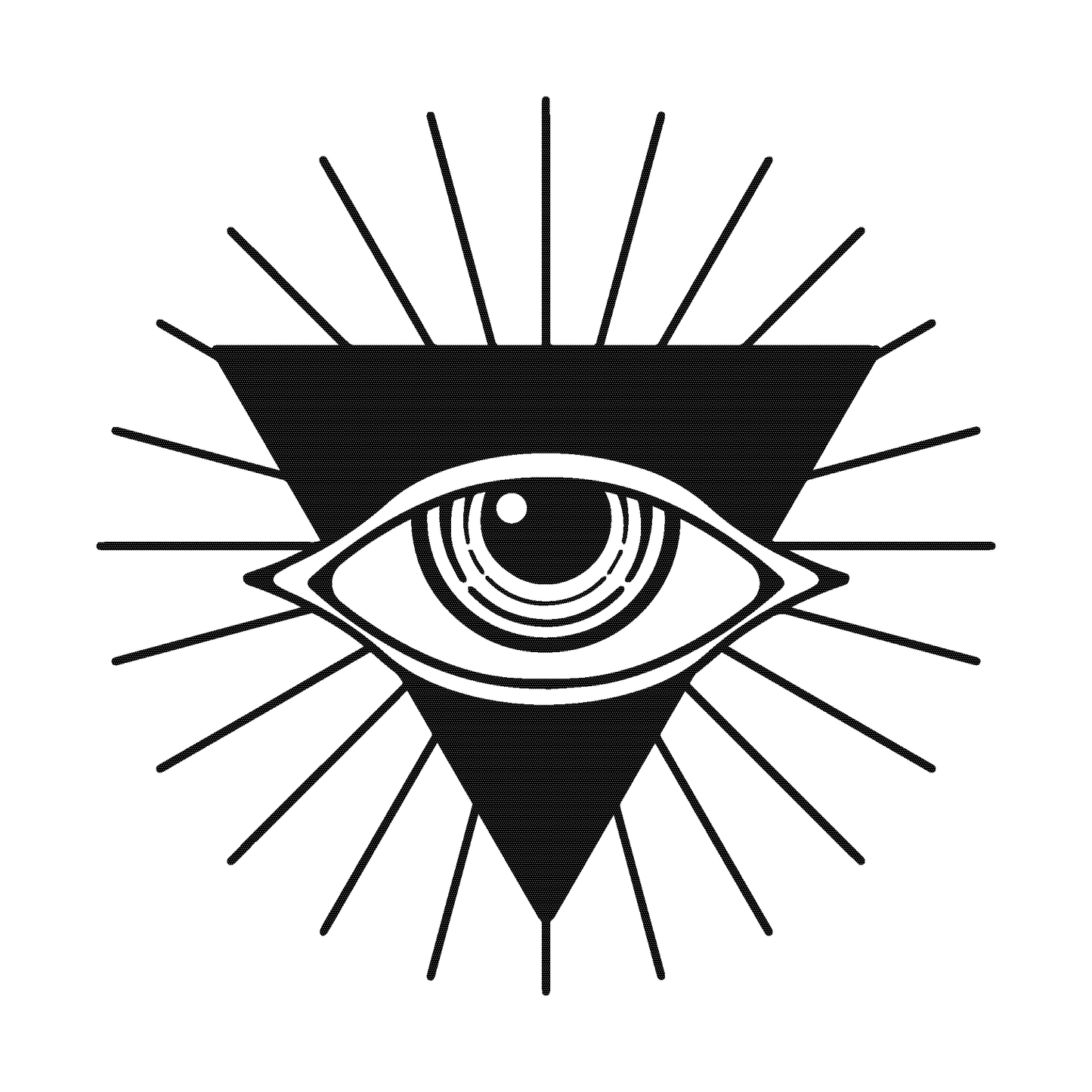 SteezyInk Mystic Eye Temporary Tattoo: Black all-seeing eye in a triangle with radiant lines.