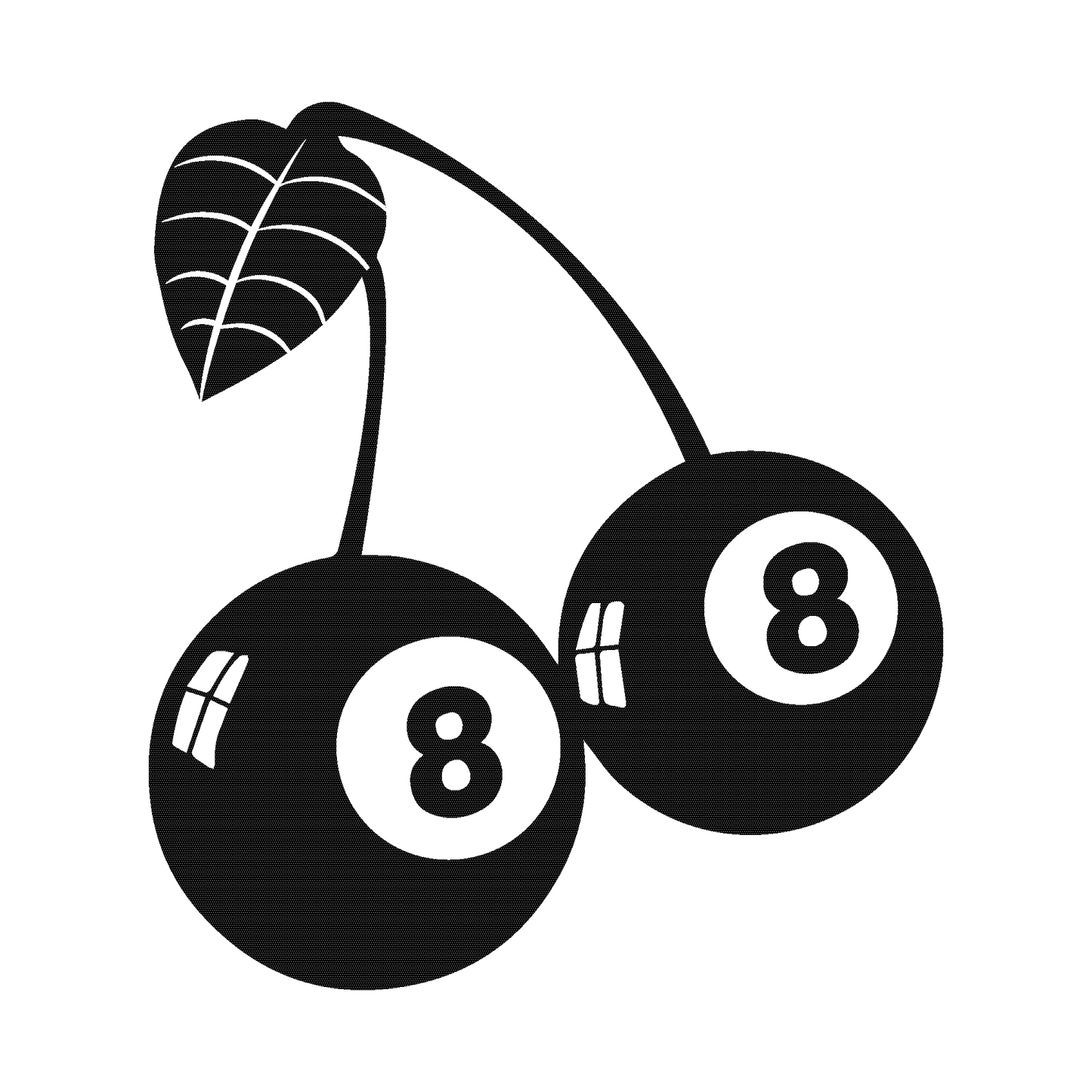 SteezyInk 8-Ball Cherry Tattoo - Black and white design, featuring two cherries as 8-ball with the number 8