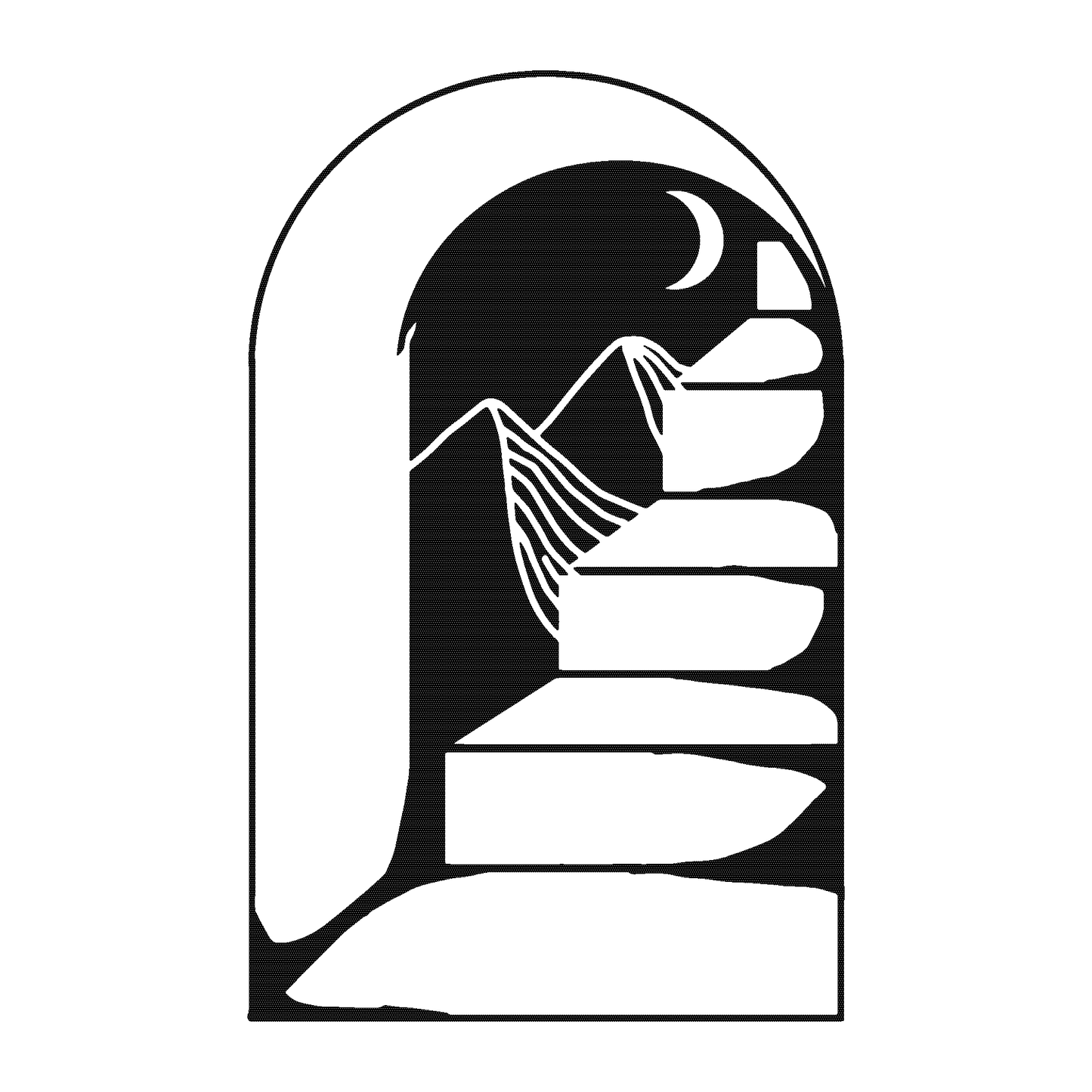 SteezyInk Stairway to the Moon temporary tattoo design in black and white, celestial theme