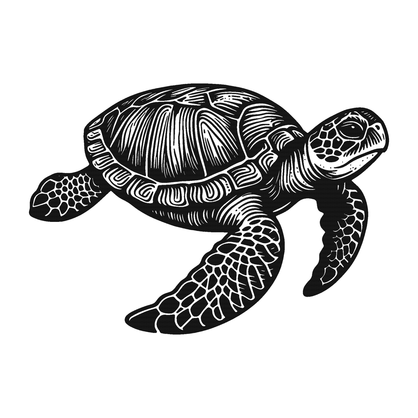 SteezyInk Graceful Sea Turtle Temporary Tattoo - Black and white sea turtle design
