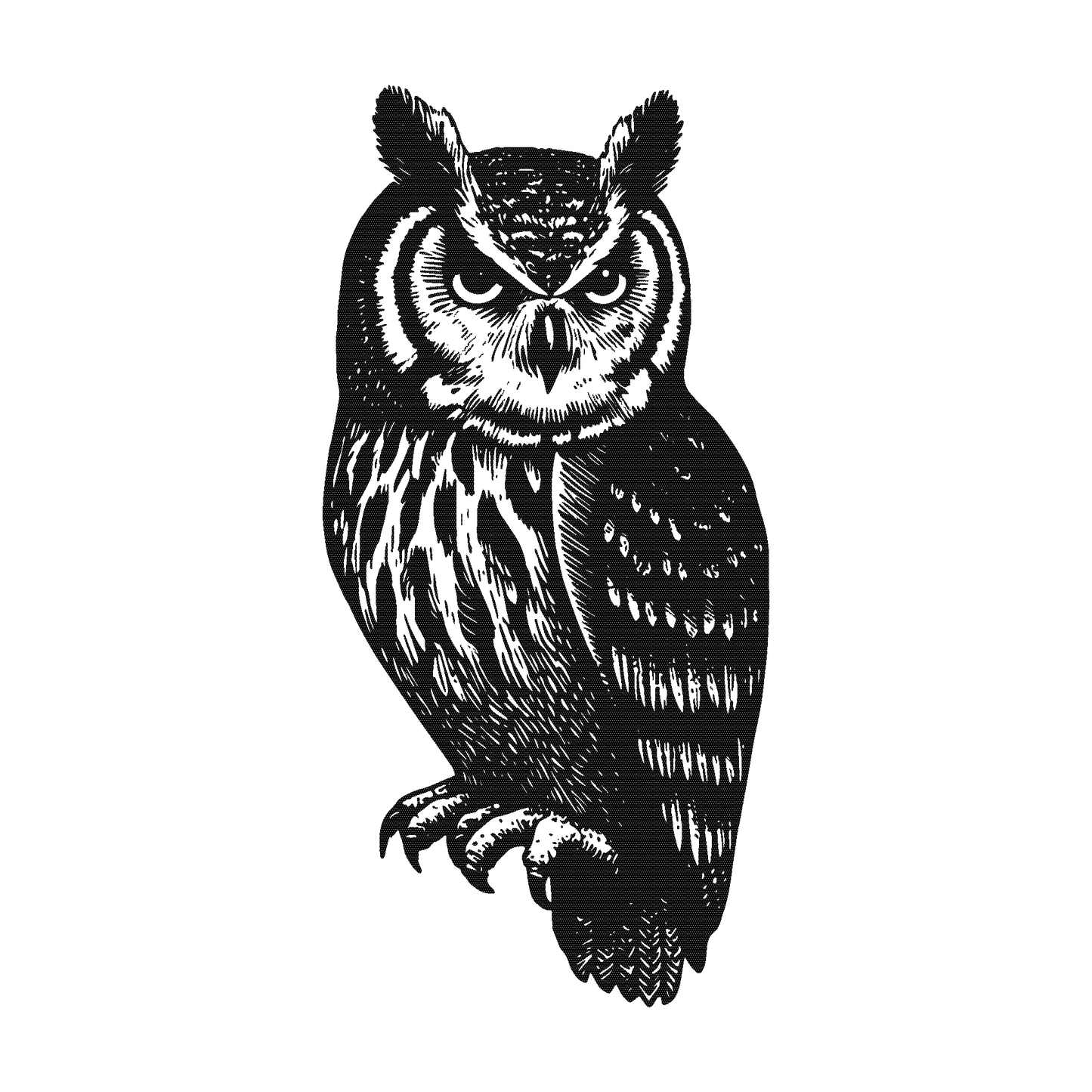 SteezyInk Majestic Owl Temporary Tattoo: Black and white detailed owl design symbolizing wisdom.