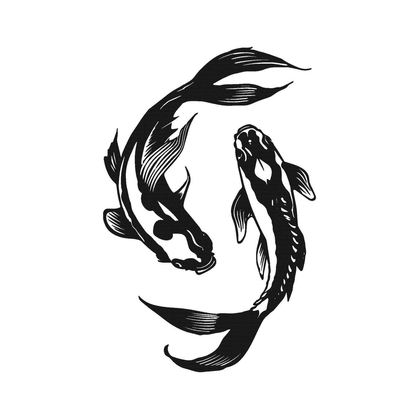 SteezyInk Koi Harmony Temporary Tattoo, black koi fish design, symbolizing balance and harmony