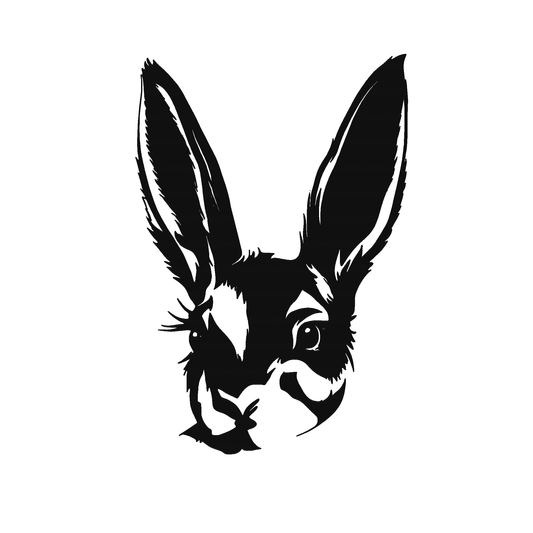 SteezyInk Gentle Hopper temporary tattoo: Black and white rabbit face design, expressing new beginnings.