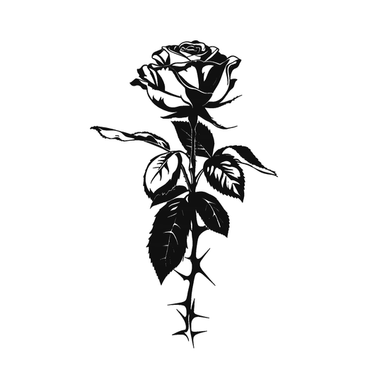 SteezyInk Timeless Rose Temporary Tattoo, black rose design, expressing elegance and beauty