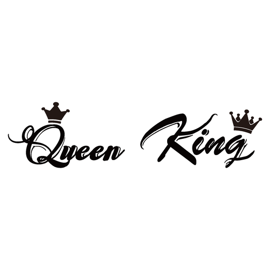 SteezyInk Royal Pair Temporary Tattoo - Queen & King design in black, perfect for couples
