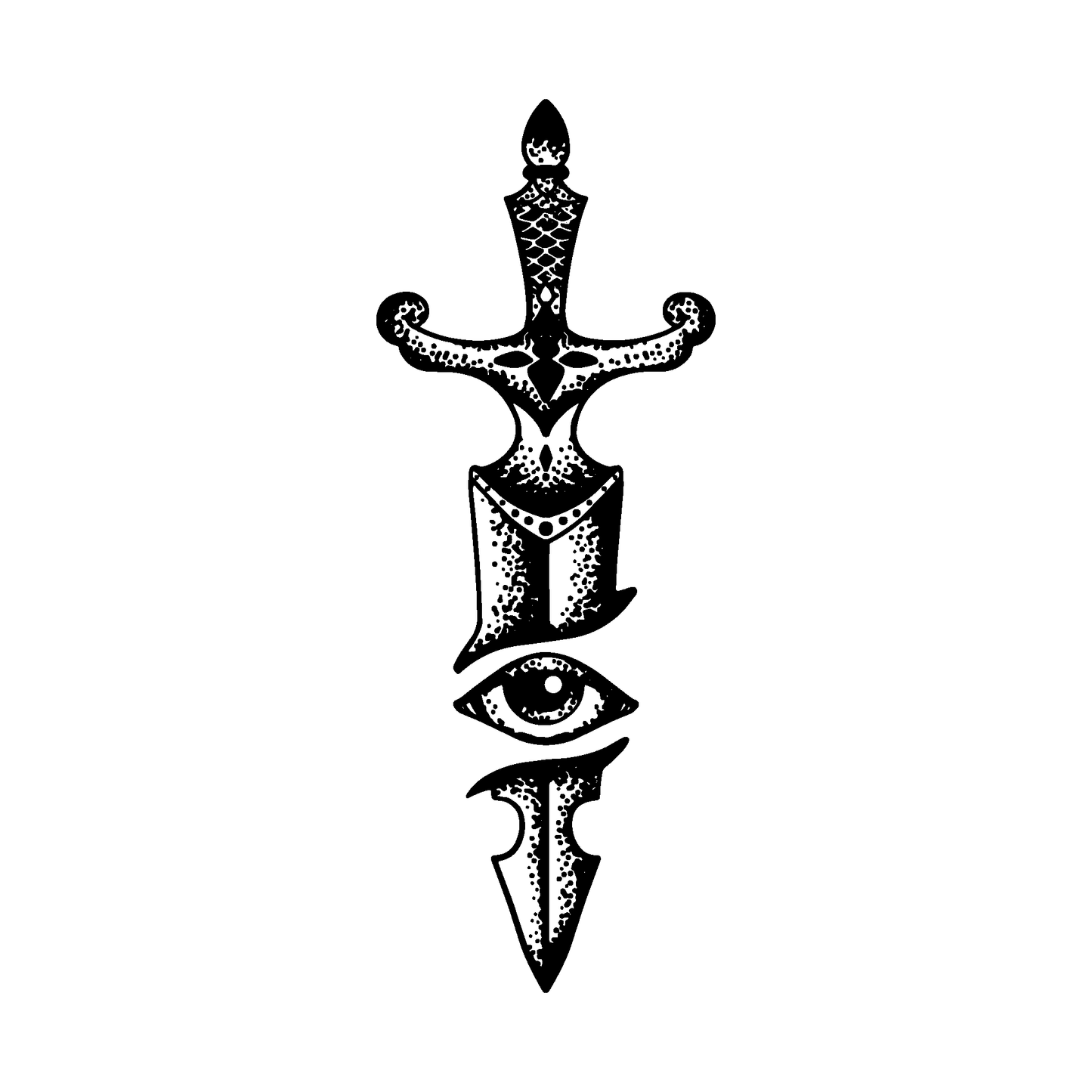 SteezyInk Blade of Insight temporary tattoo, dagger and all-seeing eye design, up to 2 weeks wear
