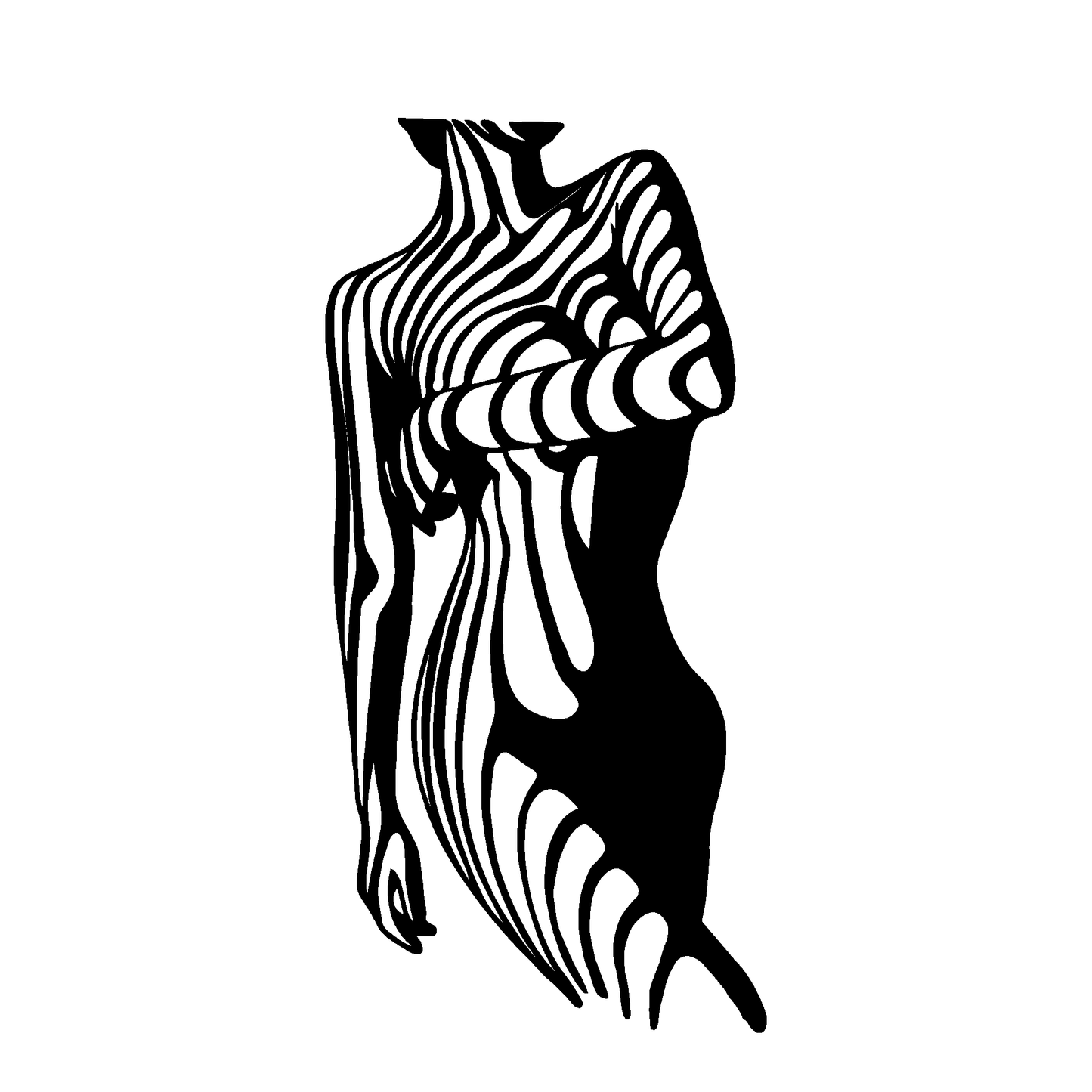 Abstract body contours temporary tattoo, black and white design, up to 2 weeks wear