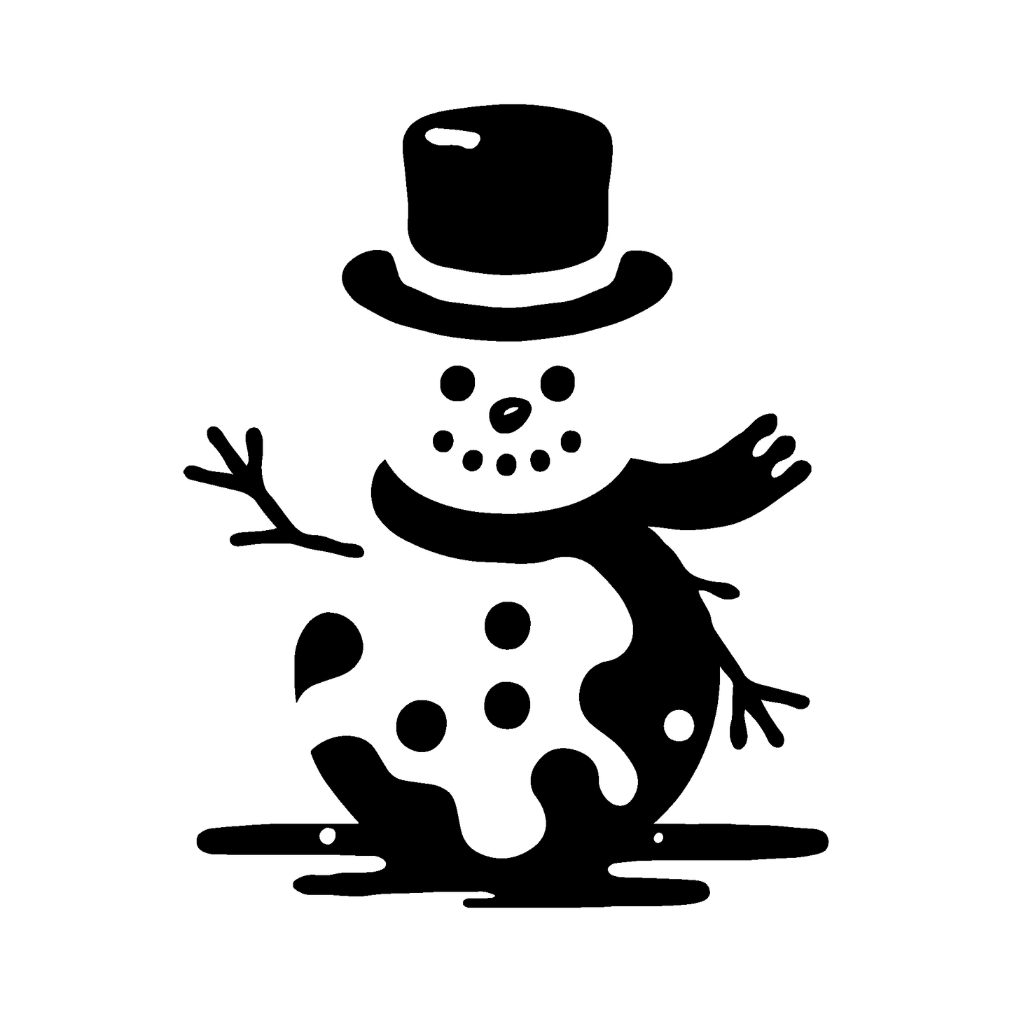 Melting Snowman Temporary Tattoo by SteezyInk. Black and white design of a melting snowman in a hat and scarf.