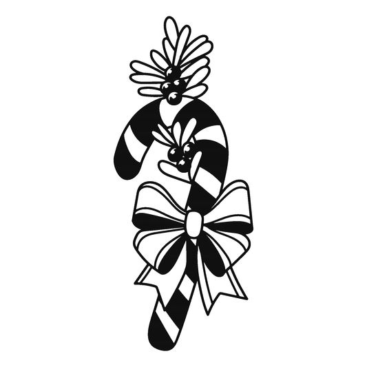 SteezyInk Candy Cane Delight Temporary Tattoo: Black and white holiday candy cane design.